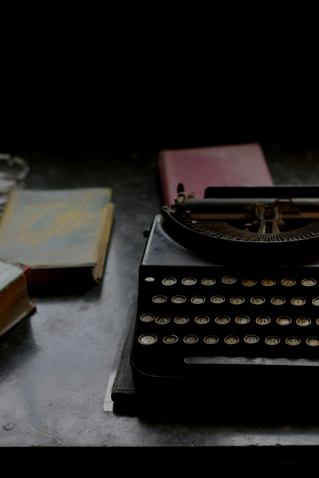 mystery writer at typewriter