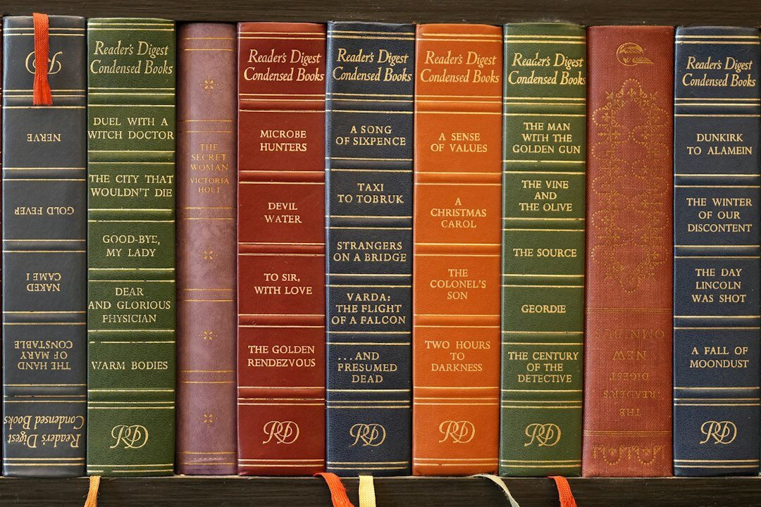 mystery books on shelf
