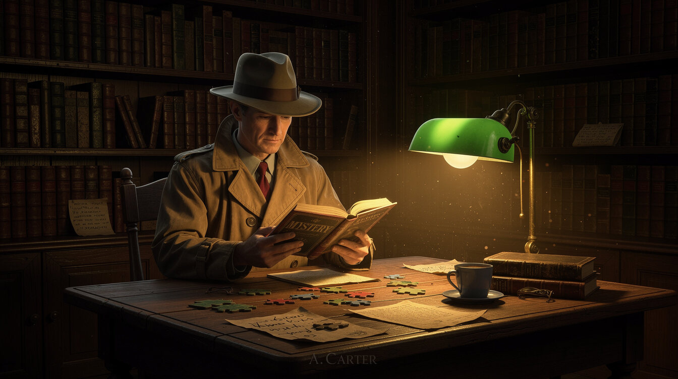 detective reading book