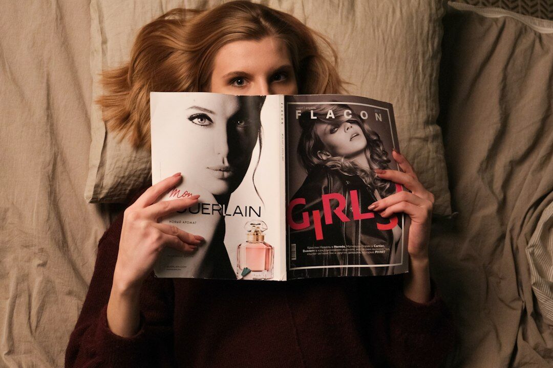 woman reading thriller book