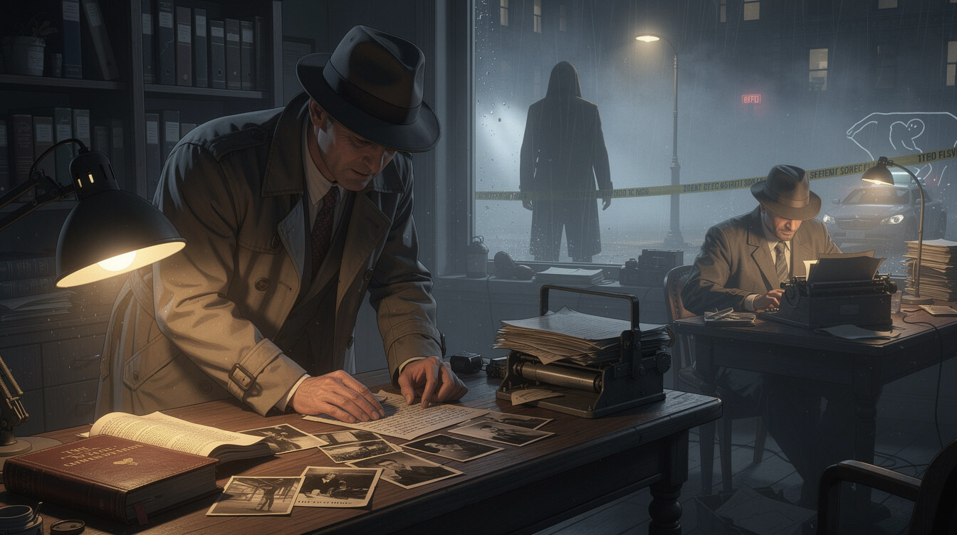 detective reading clues